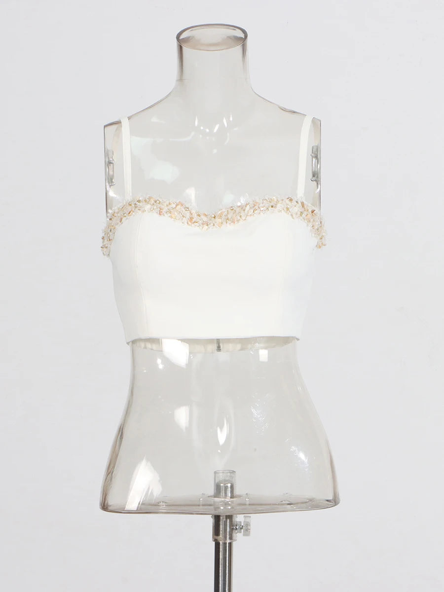 Zalia Atelier | White Top with Beads 