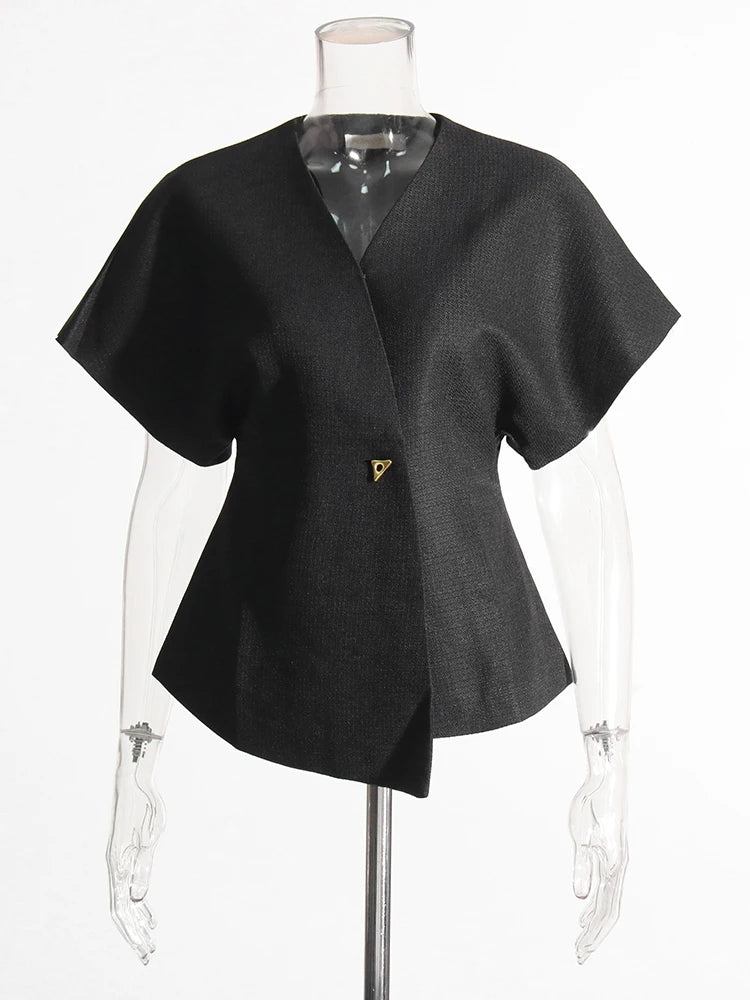 Zalia Atelier | Wide Short Sleeve Blouse Black