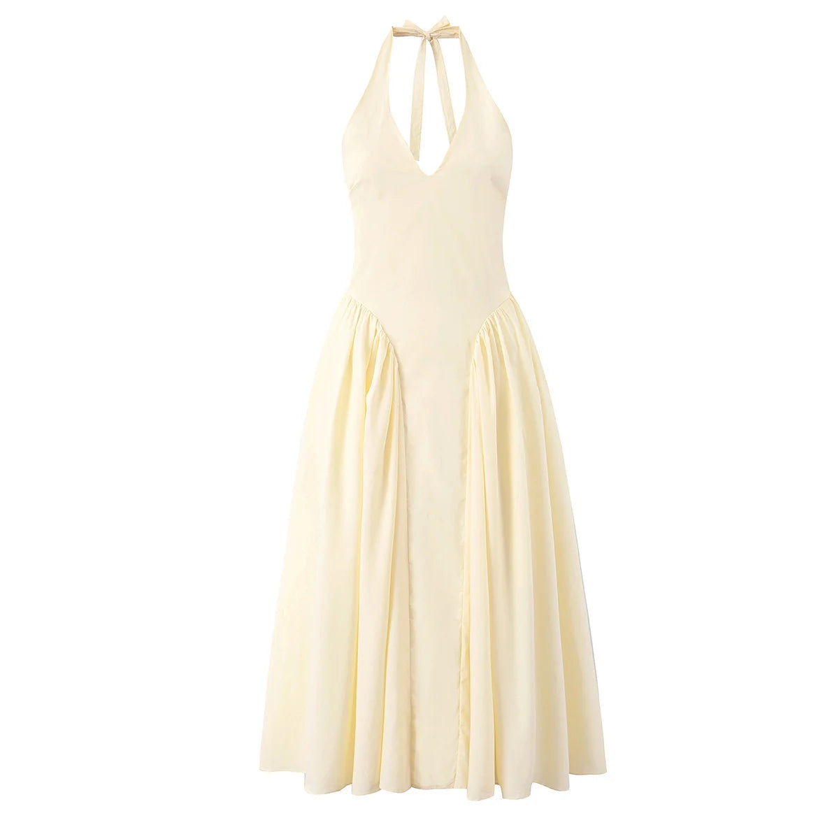 Zalia Atelier | Yellow Halter Midi Dress