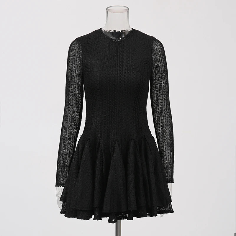 Zalia Atelier | Black Long Sleeve Mini Dress