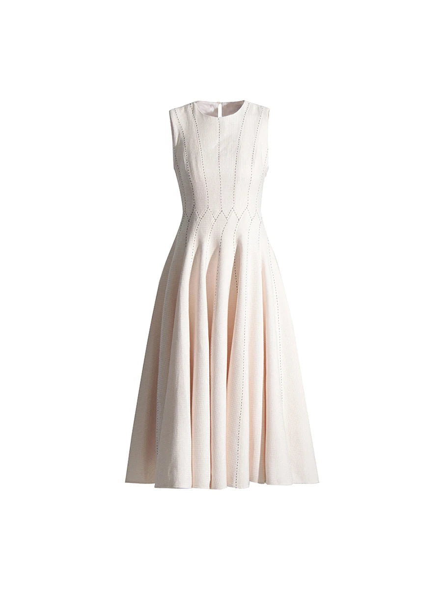 Zalia Atelier | O Neck Midi Dress Beige