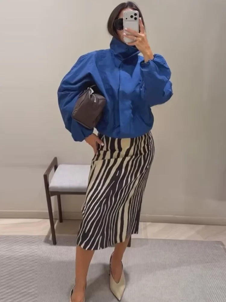 Zebra Print Midi Skirt