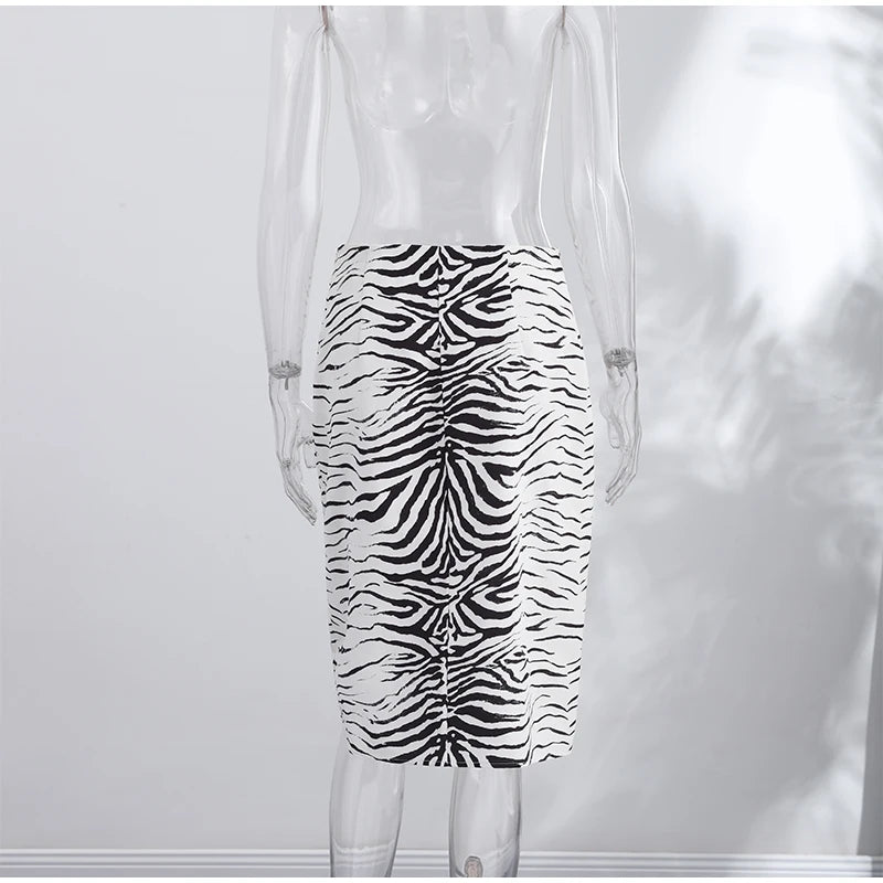 Zebra Print Midi Skirt Print B Back