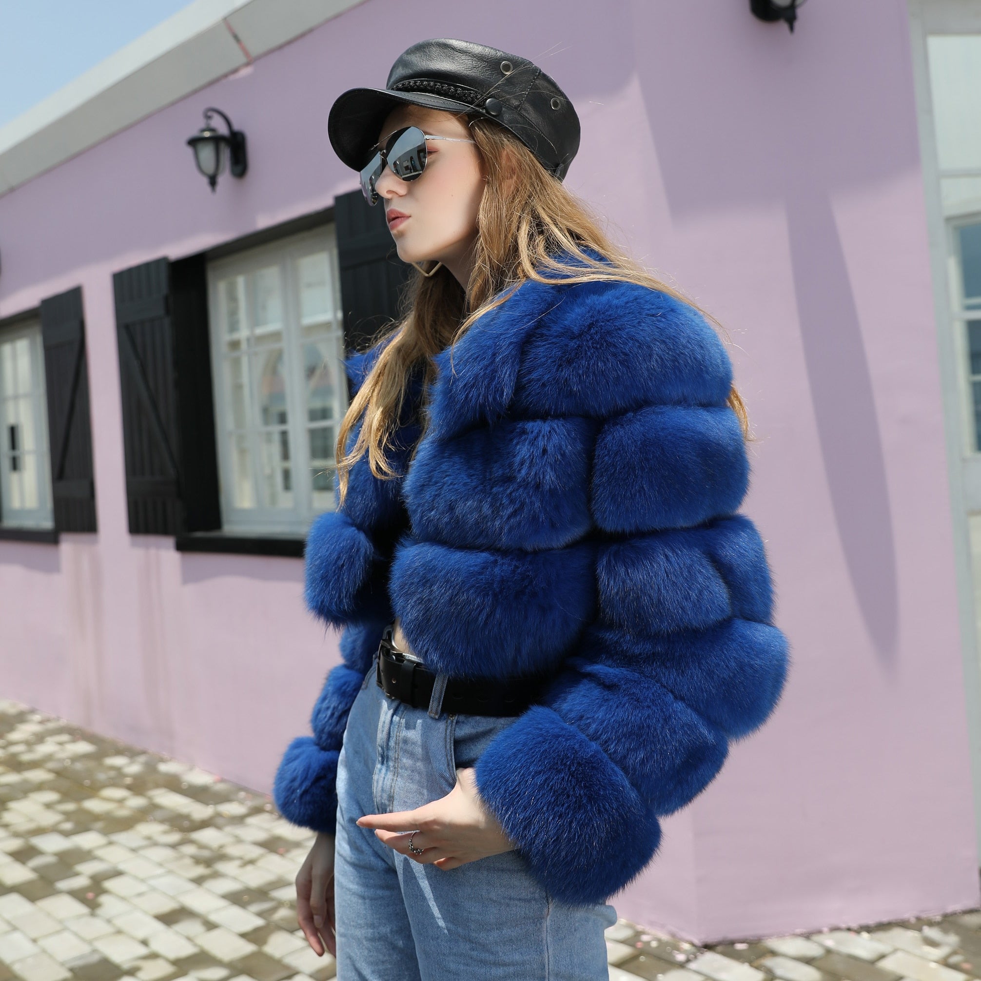 Chic cropped fur coat