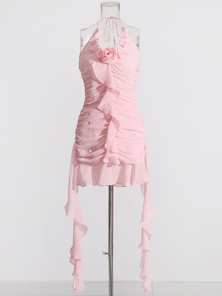 rosa ruffle mini dress Rose Applique Dress | Ruffled