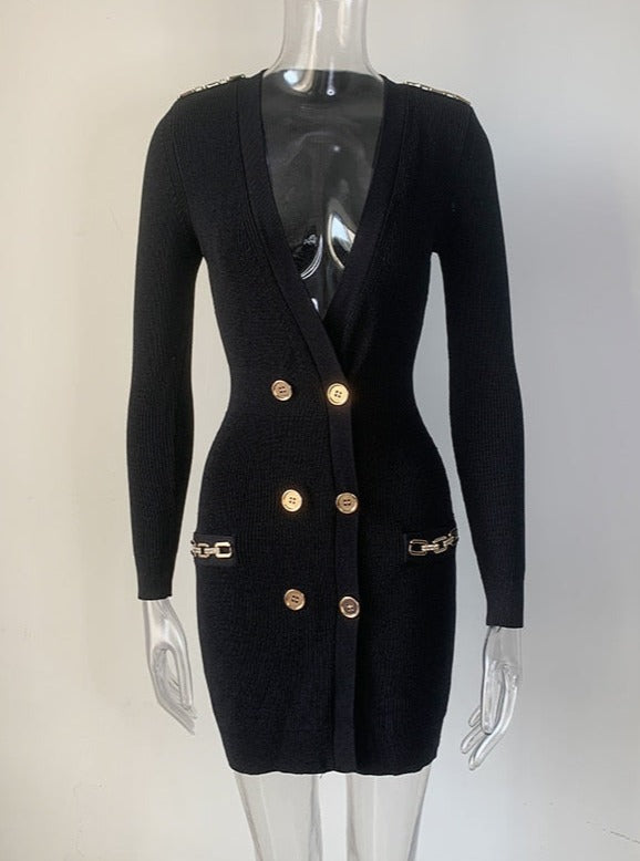 V-neck Knit Dress